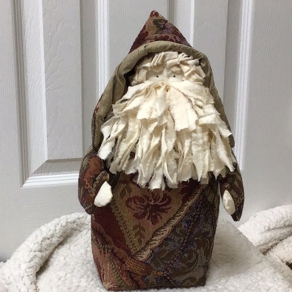 VINTAGE HANDMADE TAPESTRY SANTA 13” - Picture 1 of 6